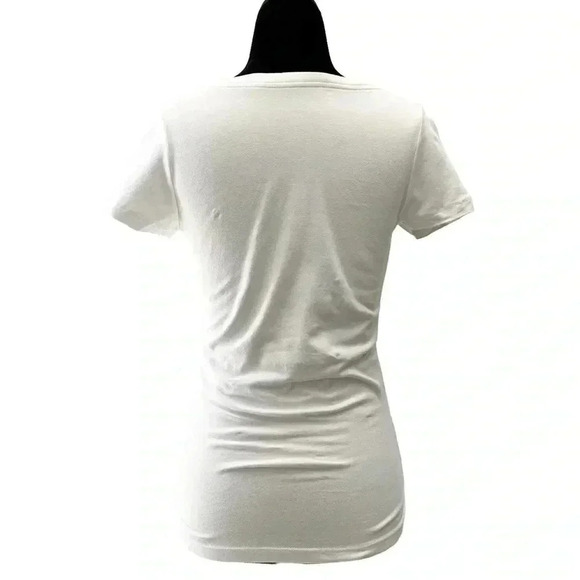 Ricki’s Fitted T- Shirt White Short Sleeve Stretch Cotton V Neck Tee XS - Picture 2 of 14